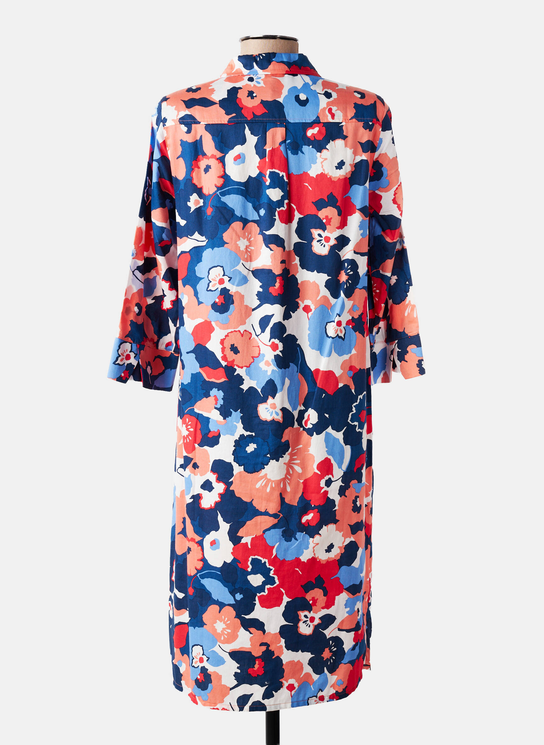 Robe mi-longue imprimé fleurs manches 3/4 bleu OLSEN femme