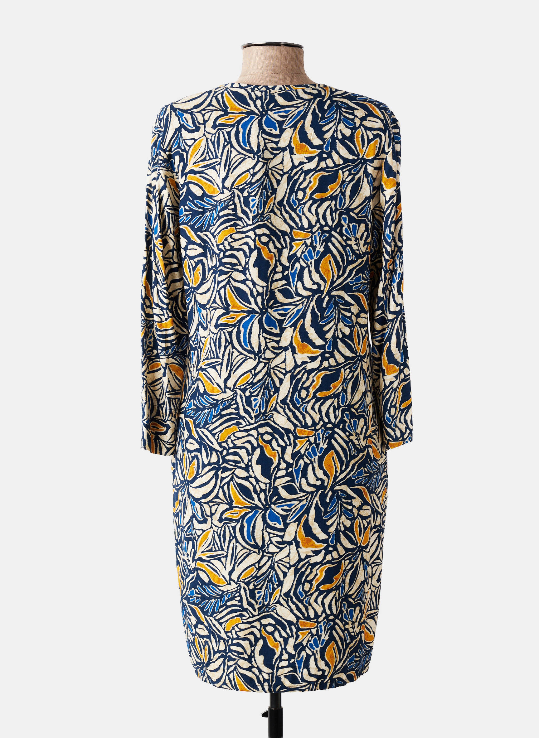 Robe mi-longue imprimé fleurs manches longues bleu LE PETIT BAIGNEUR femme