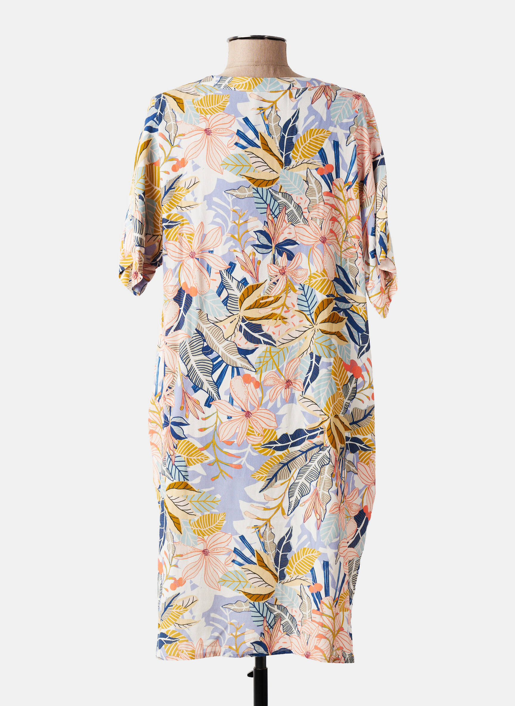 Robe mi-longue coupe fluide manches courtes beige LE PETIT BAIGNEUR femme