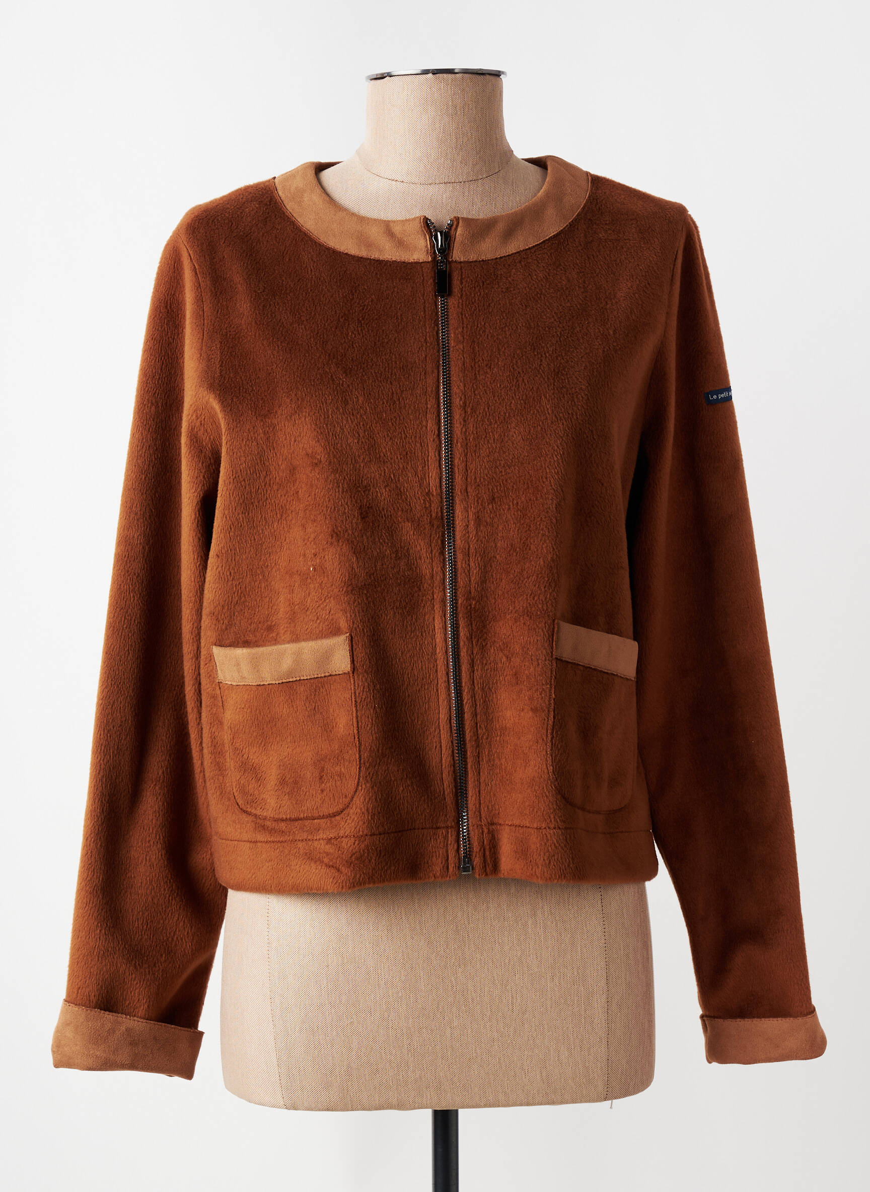 Veste casual col rond marron LE PETIT BAIGNEUR femme