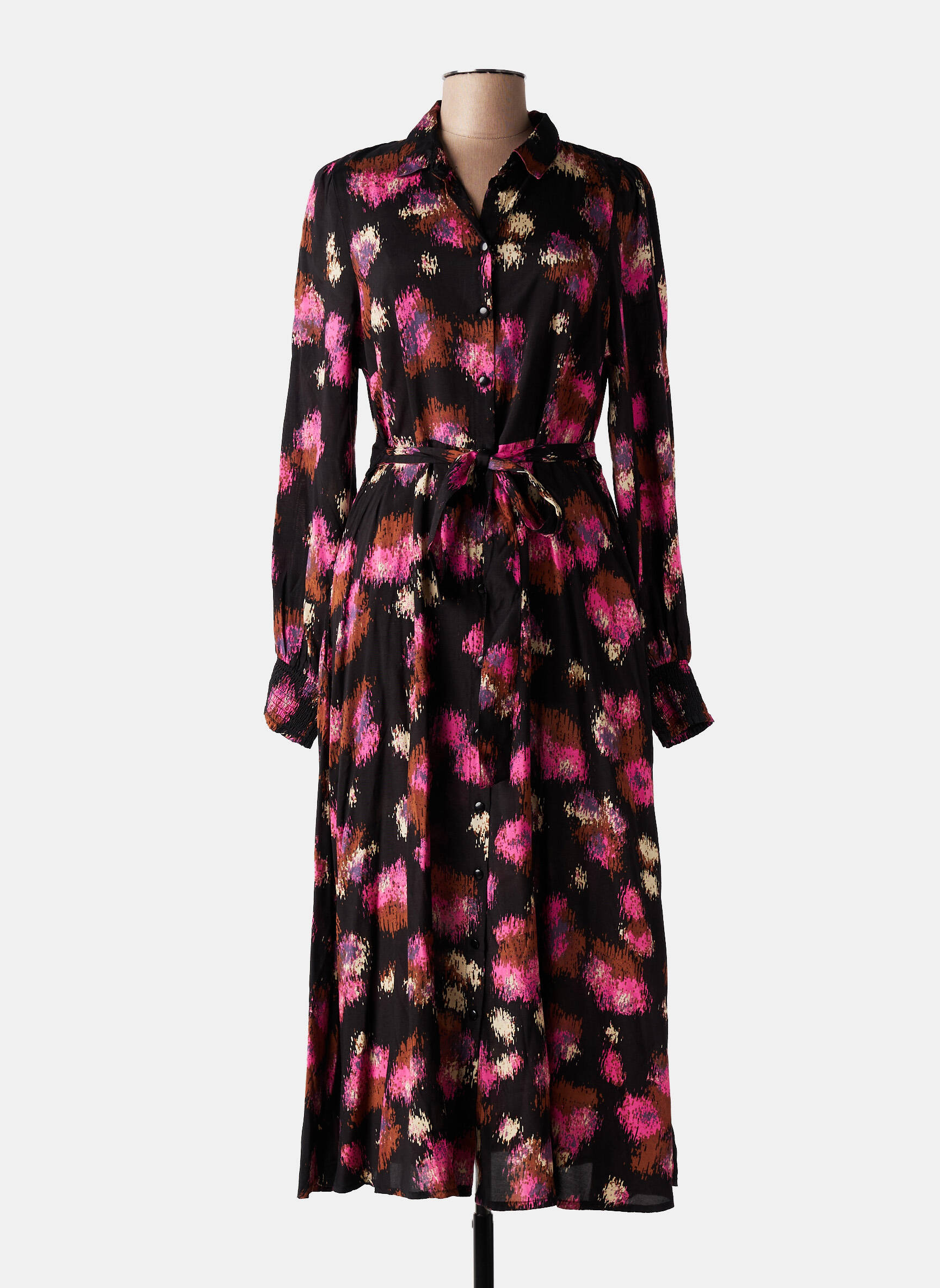 Robe longue manches longues manches longues noir KAFFE femme