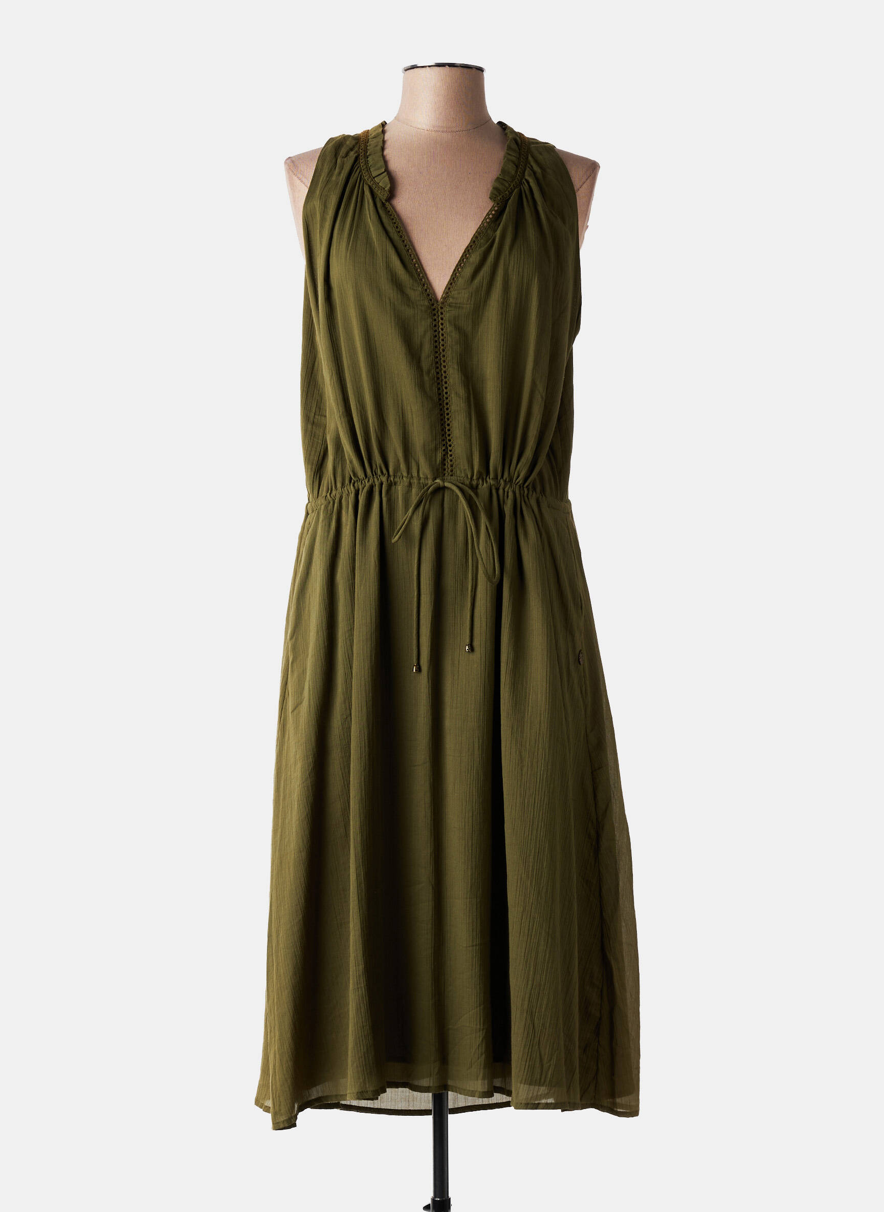 Robe longue sans manche sans manche vert FREEMAN T.PORTER femme