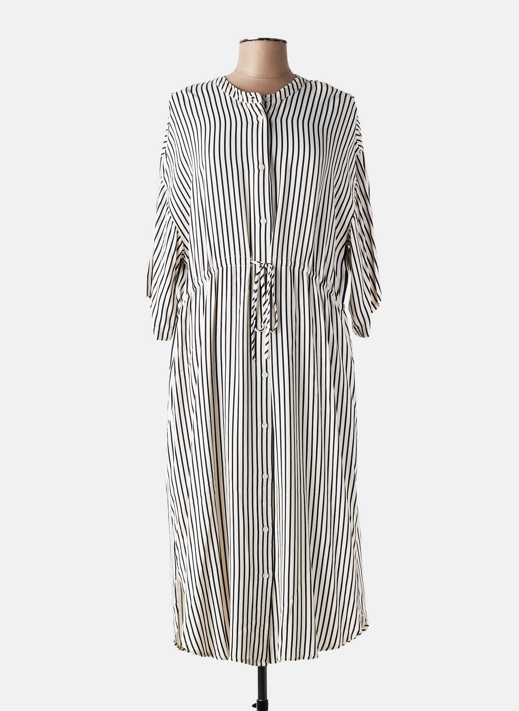 Robe longue coupe cintrée manches 3/4 beige KAFFE femme