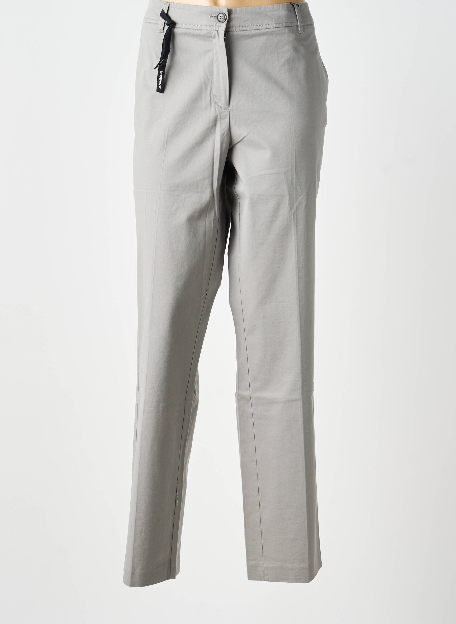 Pantalon droit tissage popeline gris OLSEN femme