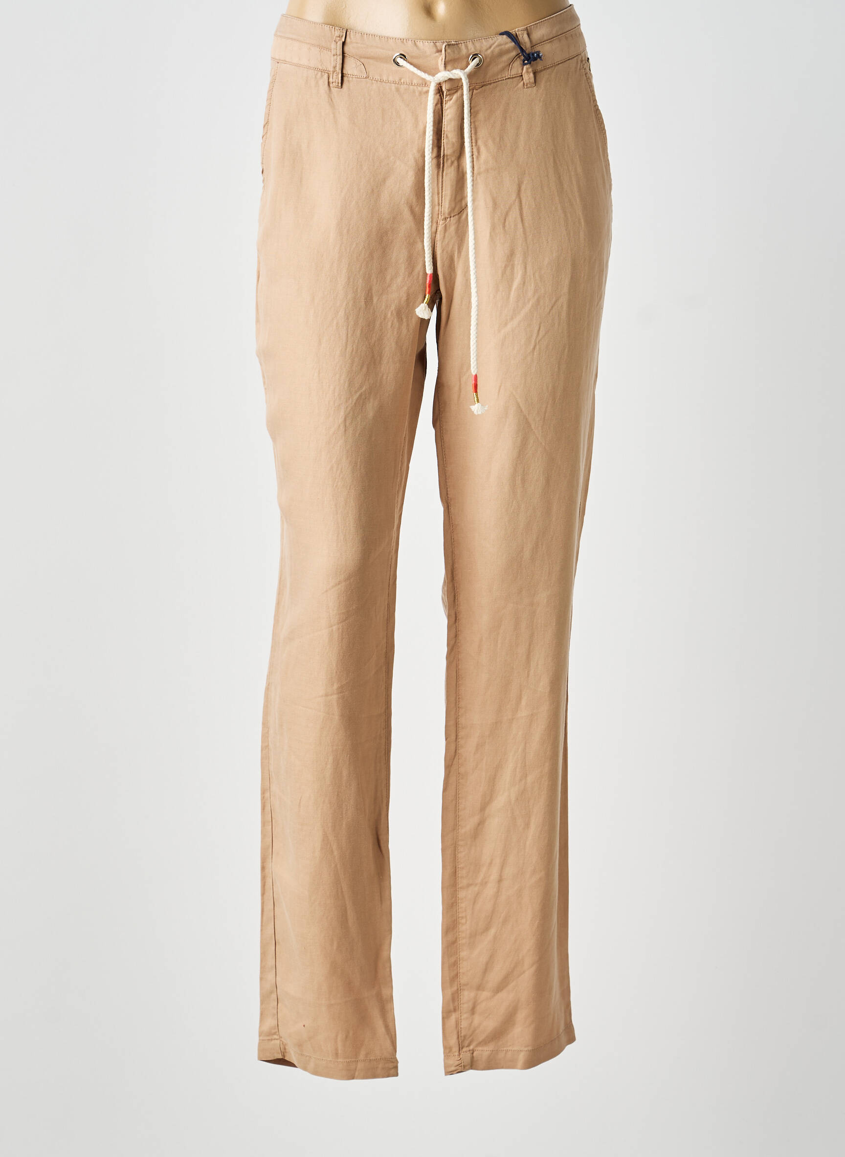 Pantalon droit taille à pinces taille normale beige FREEMAN T.PORTER femme