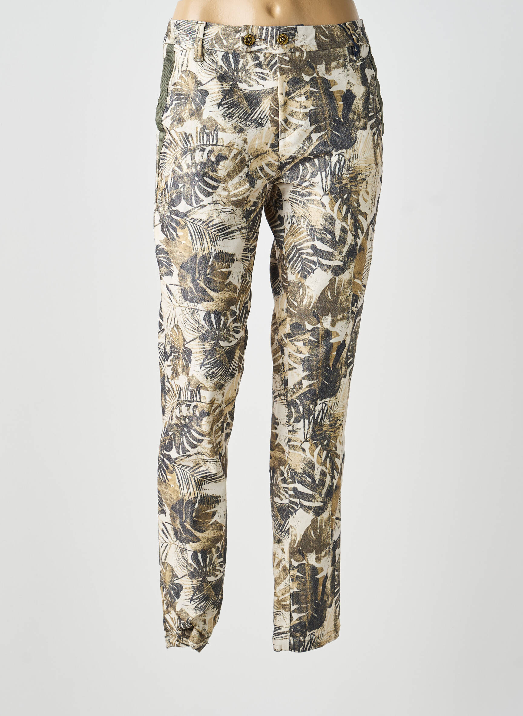 Pantalon droit stretch taille normale vert FREEMAN T.PORTER femme