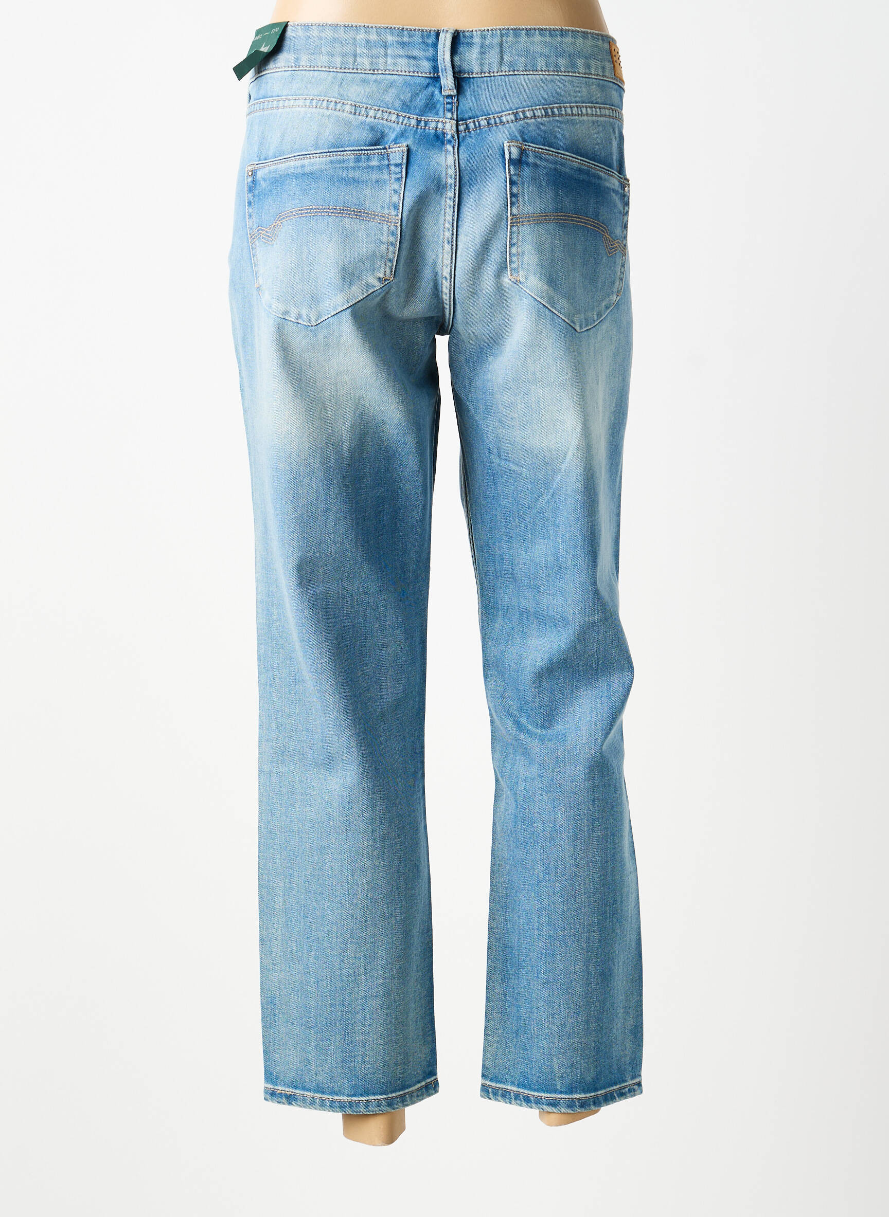 Jeans coupe droite broderie rivets taille basse bleu FREEMAN T.PORTER femme