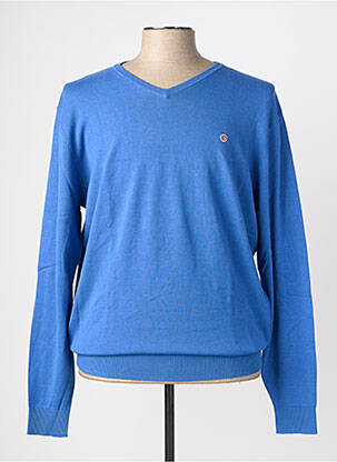 Pull col v manches longues bleu SERGE BLANCO homme