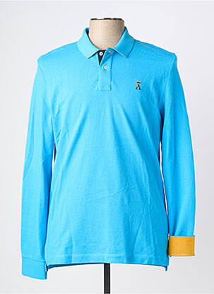 Polo manches longues manches longues bleu VICOMTEA homme