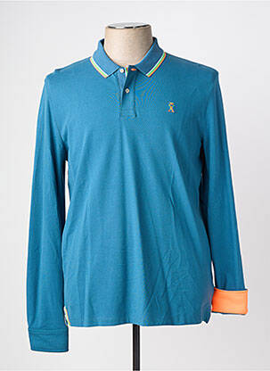 Polo manches longues manches longues bleu VICOMTEA homme