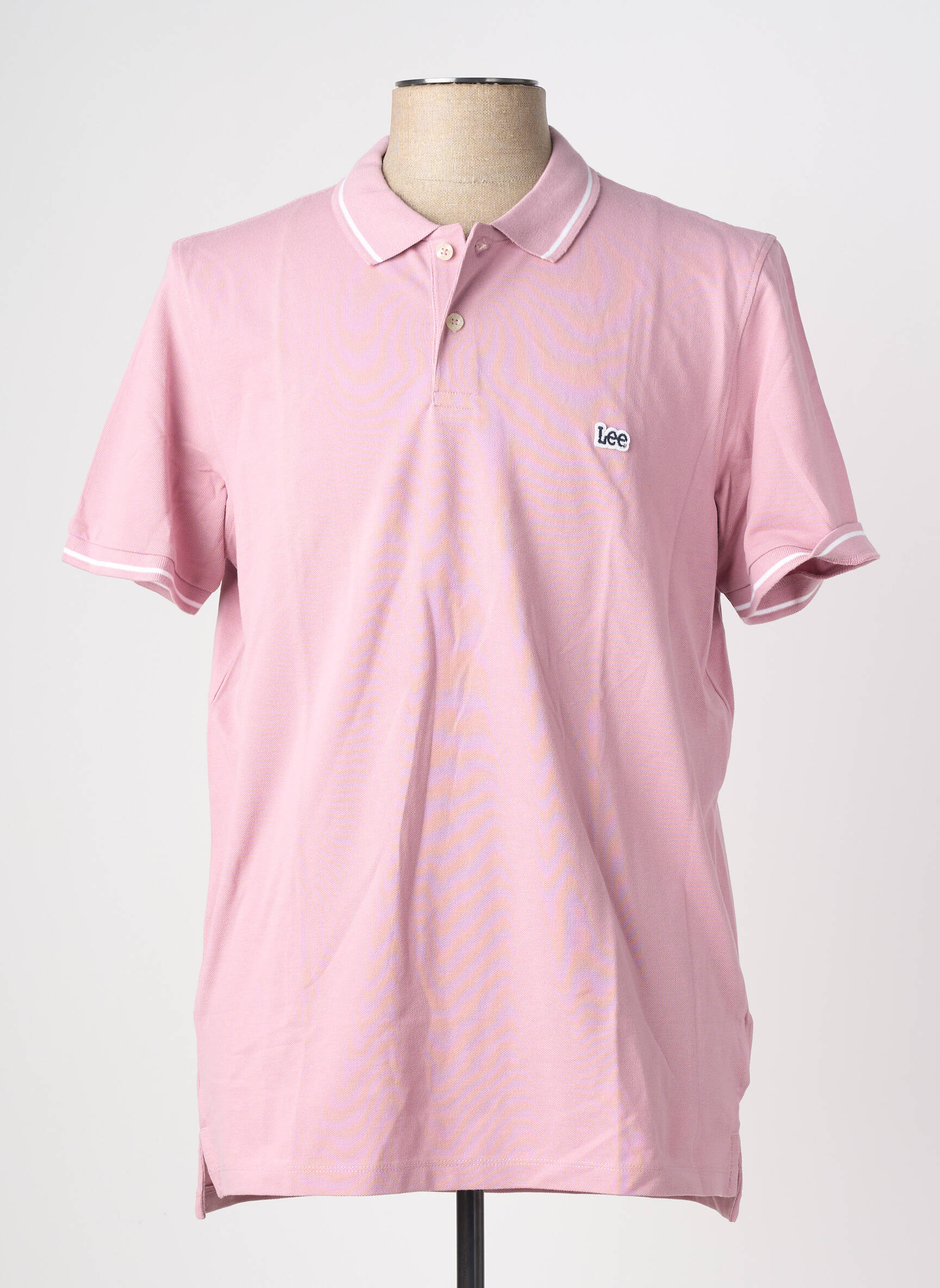 Polo stretch manches courtes rose LEE homme