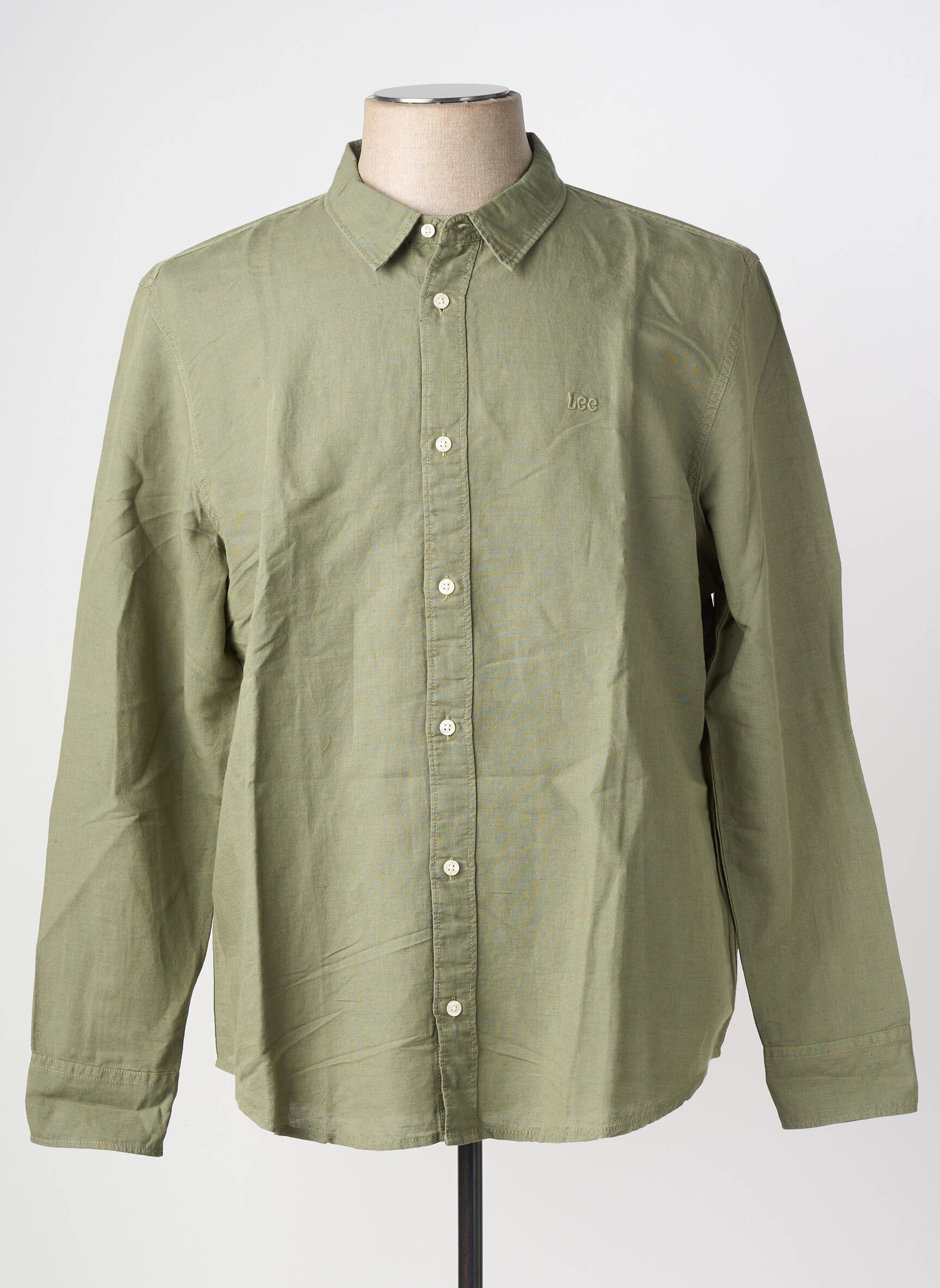 Chemise manches longues coupe droite vert LEE homme