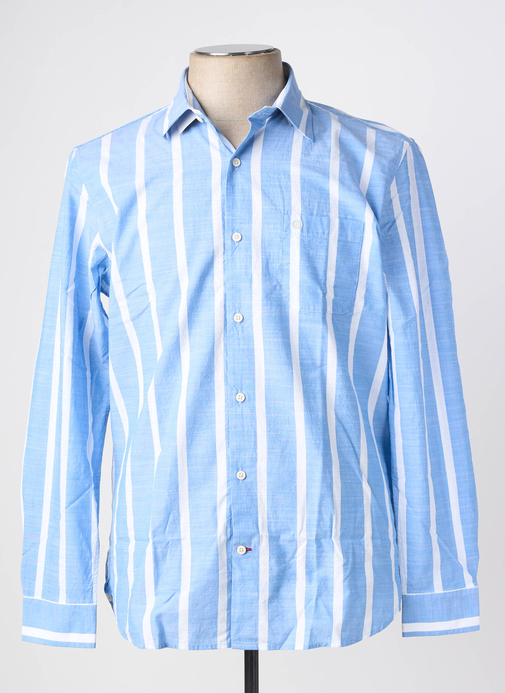 Chemise manches longues coupe droite bleu SERGE BLANCO homme