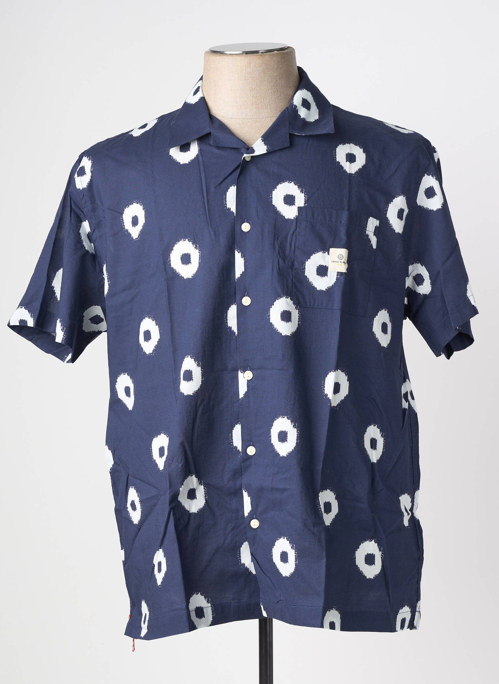 Chemise manches courtes imprimé fantaisie bleu SERGE BLANCO homme