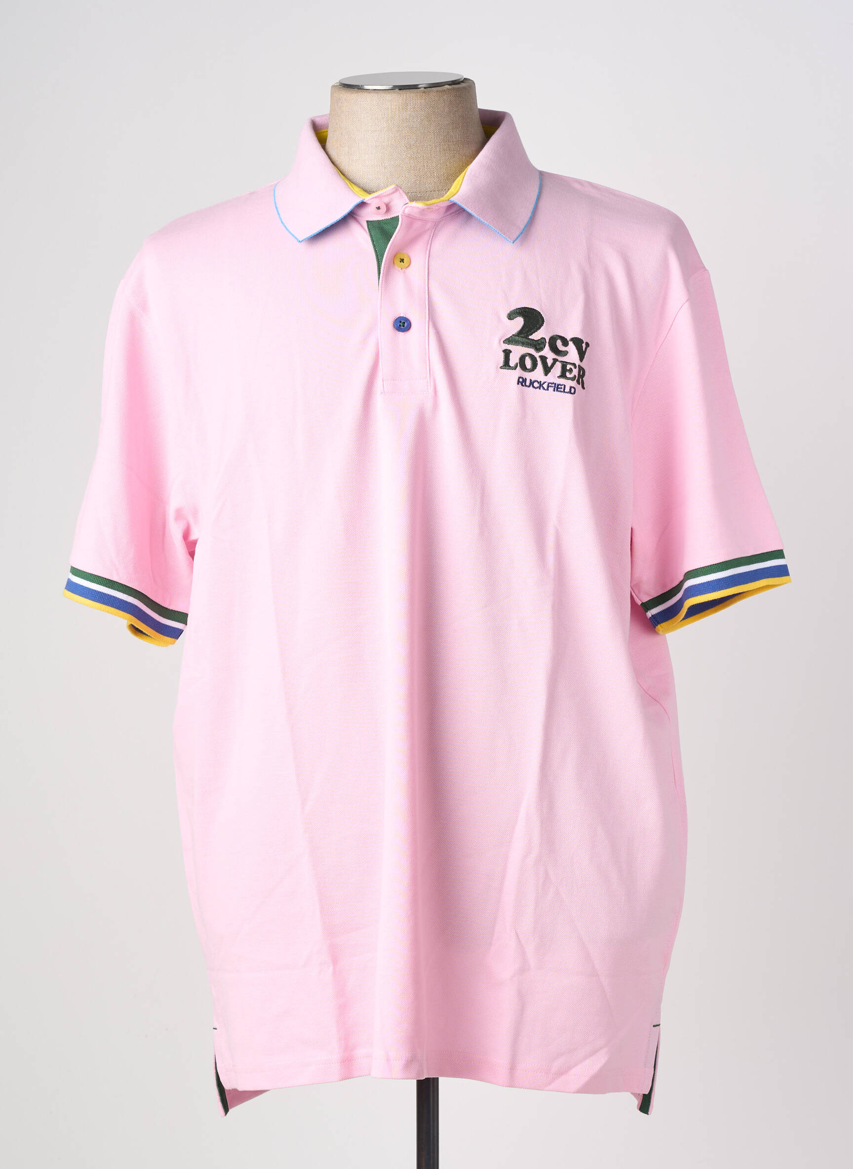 Polo stretch manches courtes rose RUCKFIELD homme
