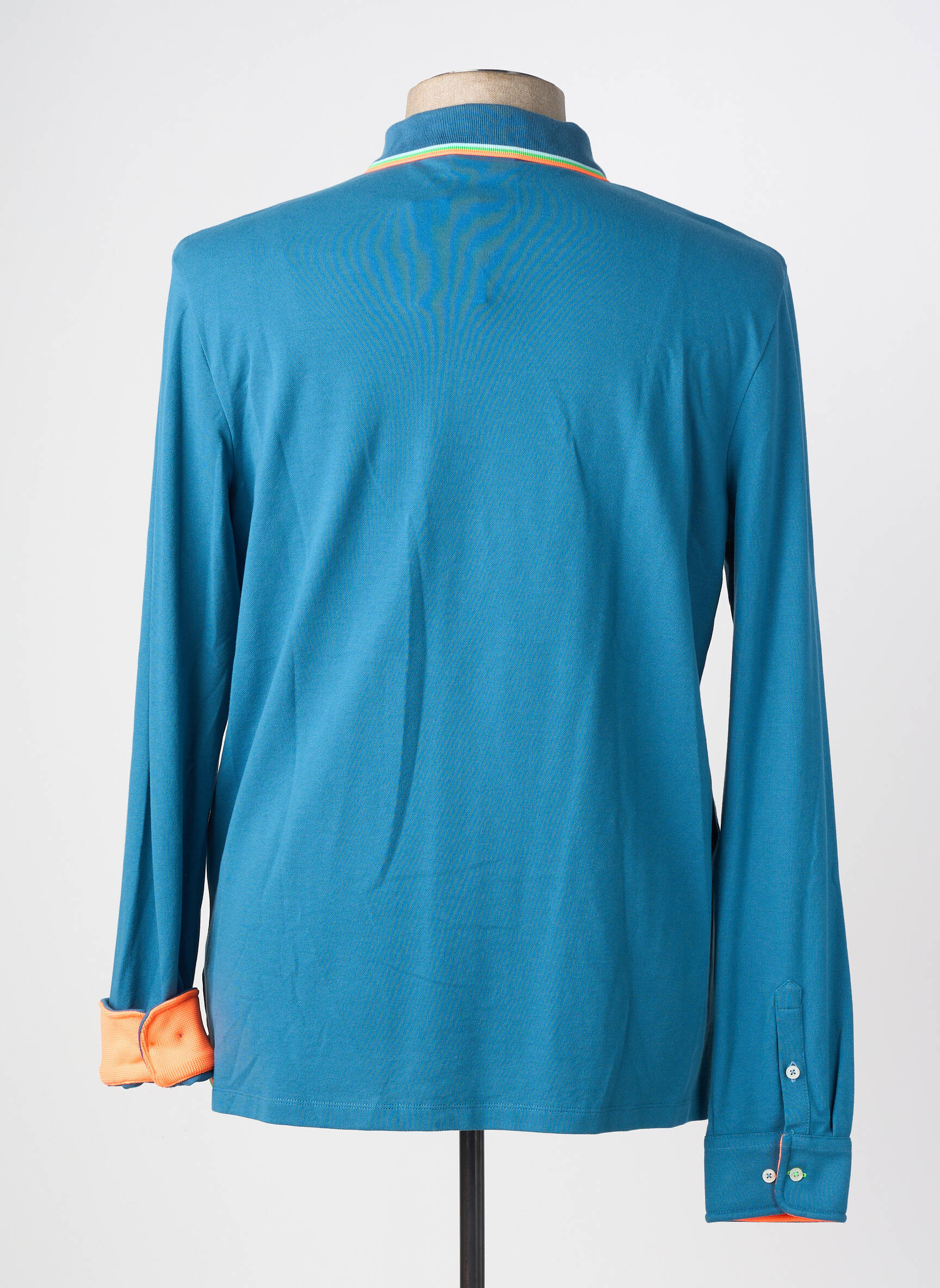 Polo manches longues manches longues bleu VICOMTEA homme