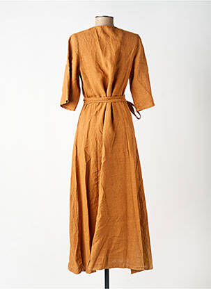 Robe longue coupe cintrée manches 3/4 marron INDI & COLD femme