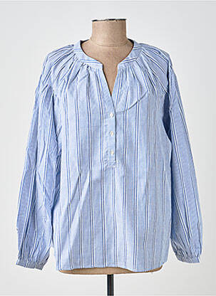 Blouse poignets boutonnés avec fente manches longues bleu MOLLY BRACKEN femme
