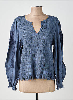 Top stretch manches longues bleu INDI & COLD femme