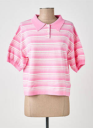 Pull coupe droite manches courtes rose LILI SIDONIO femme