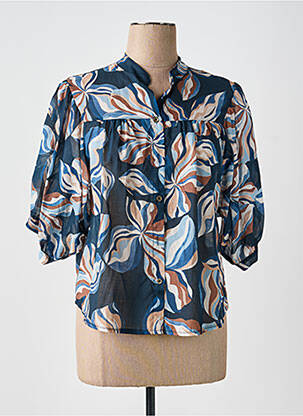 Chemisier imprimé fantaisie manches 3/4 bleu PAKO LITTO femme