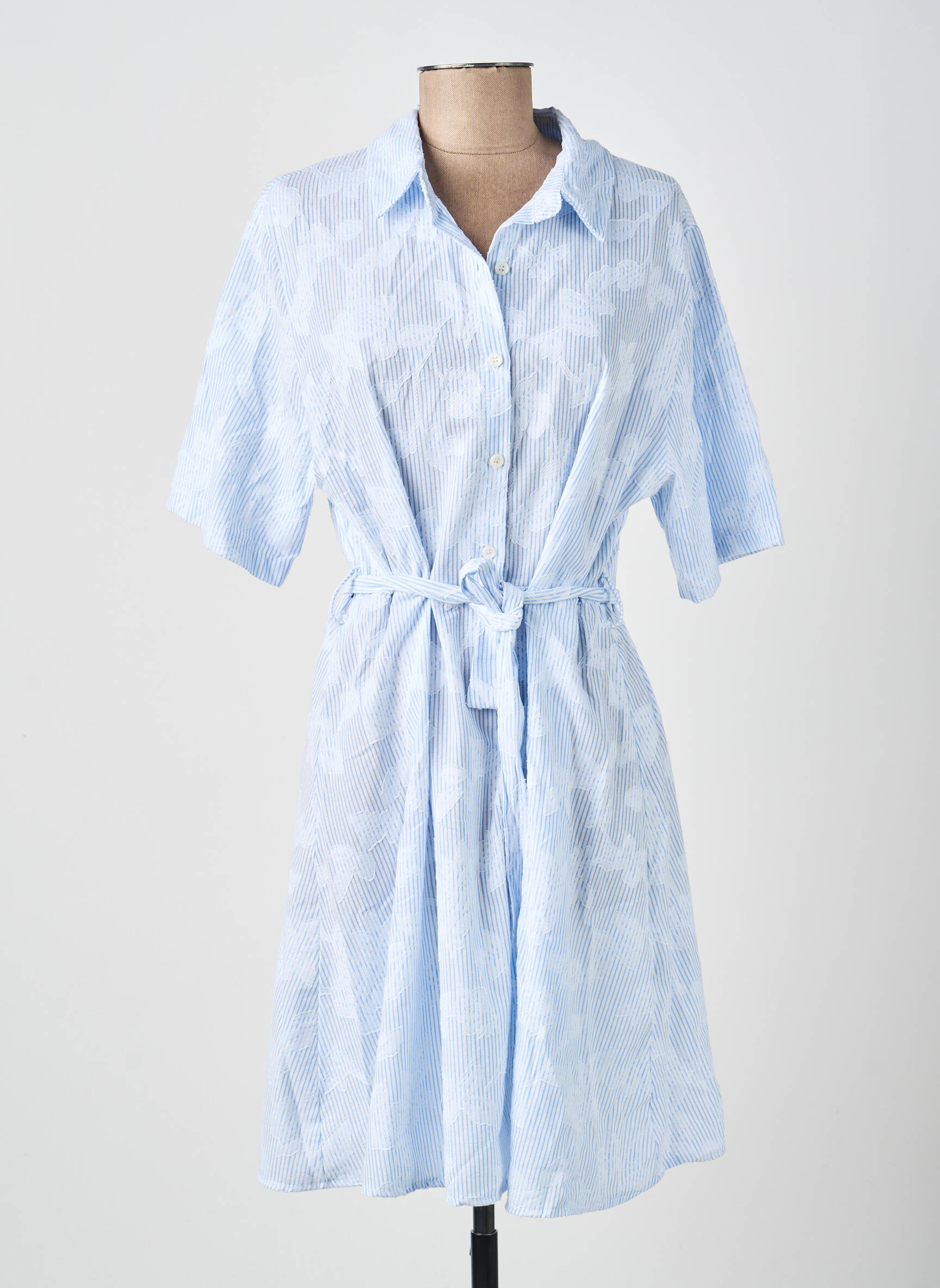 Robe mi-longue manches courtes manches courtes bleu PAKO LITTO femme