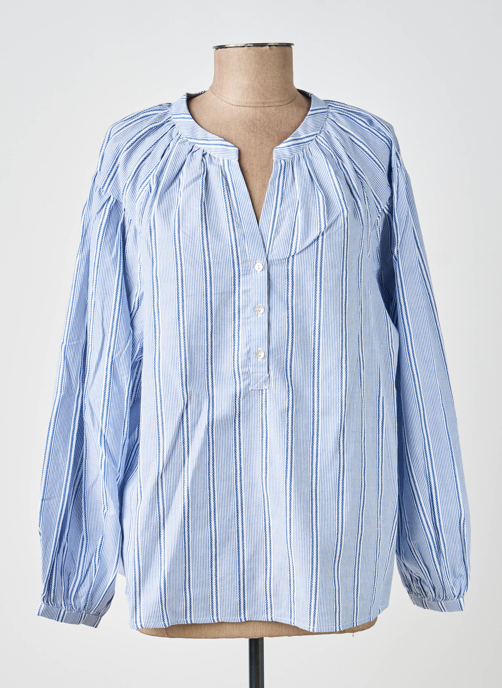 Blouse poignets boutonnés avec fente manches longues bleu MOLLY BRACKEN femme