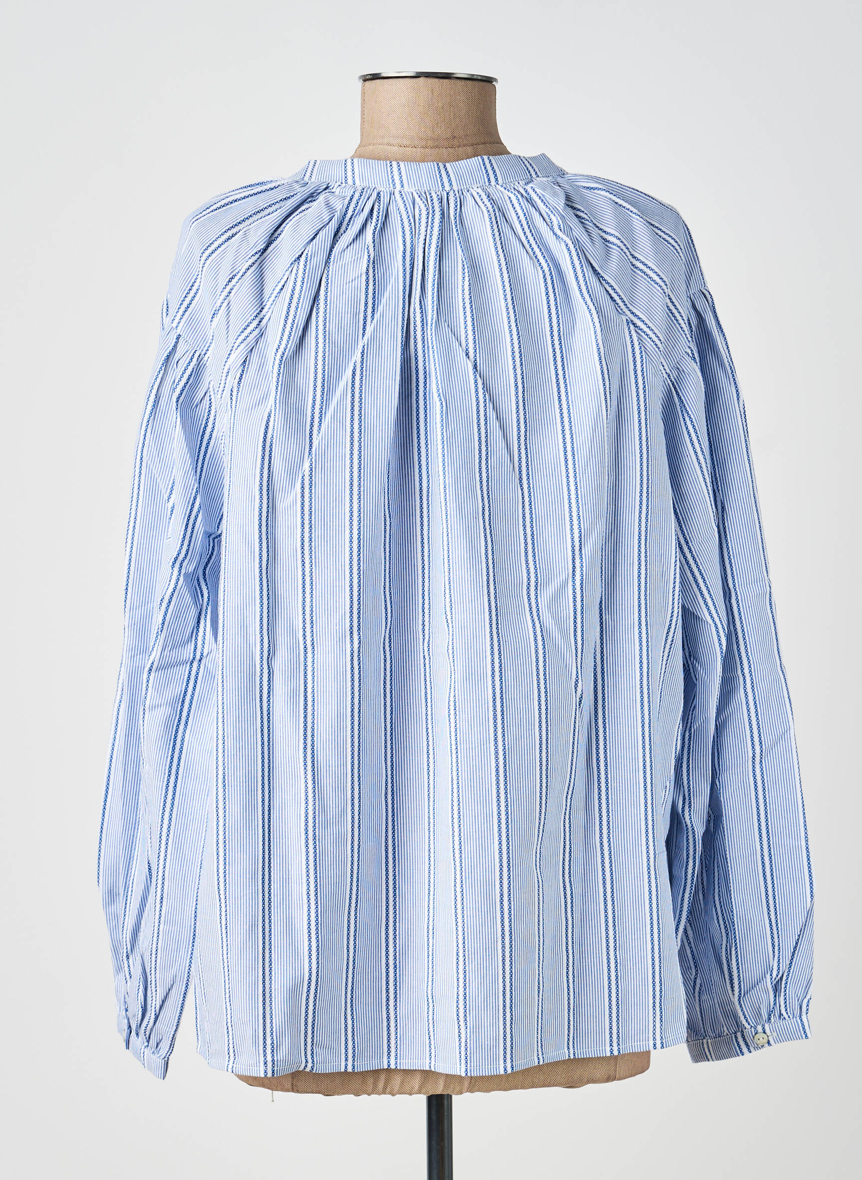Blouse poignets boutonnés avec fente manches longues bleu MOLLY BRACKEN femme