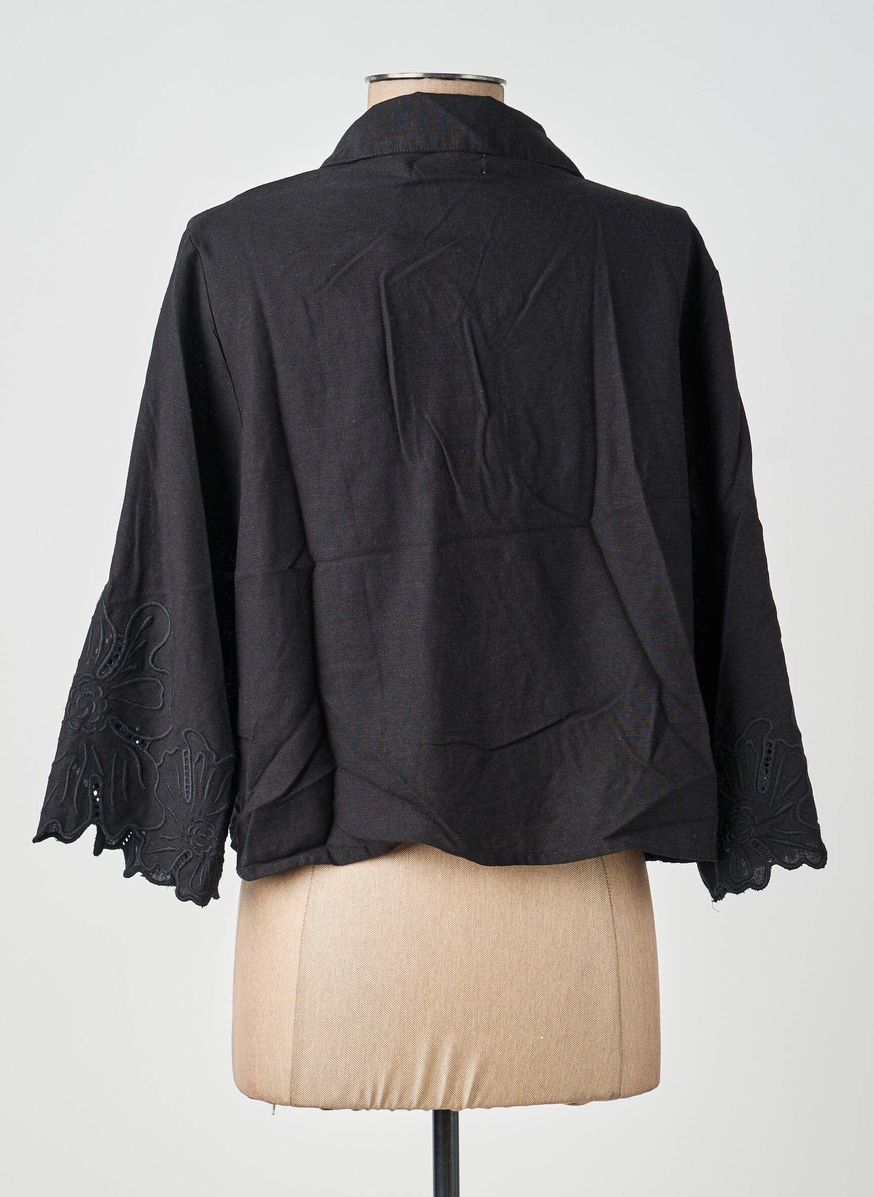 Top col v manches 3/4 noir MOLLY BRACKEN femme