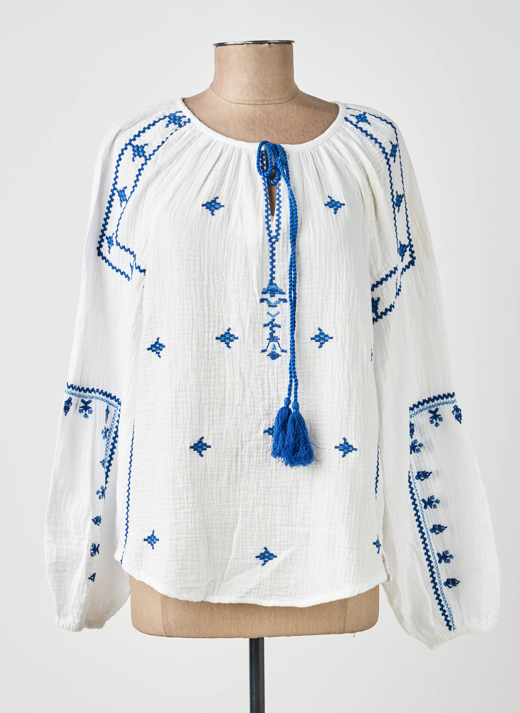Blouse col rond manches longues bleu MOLLY BRACKEN femme