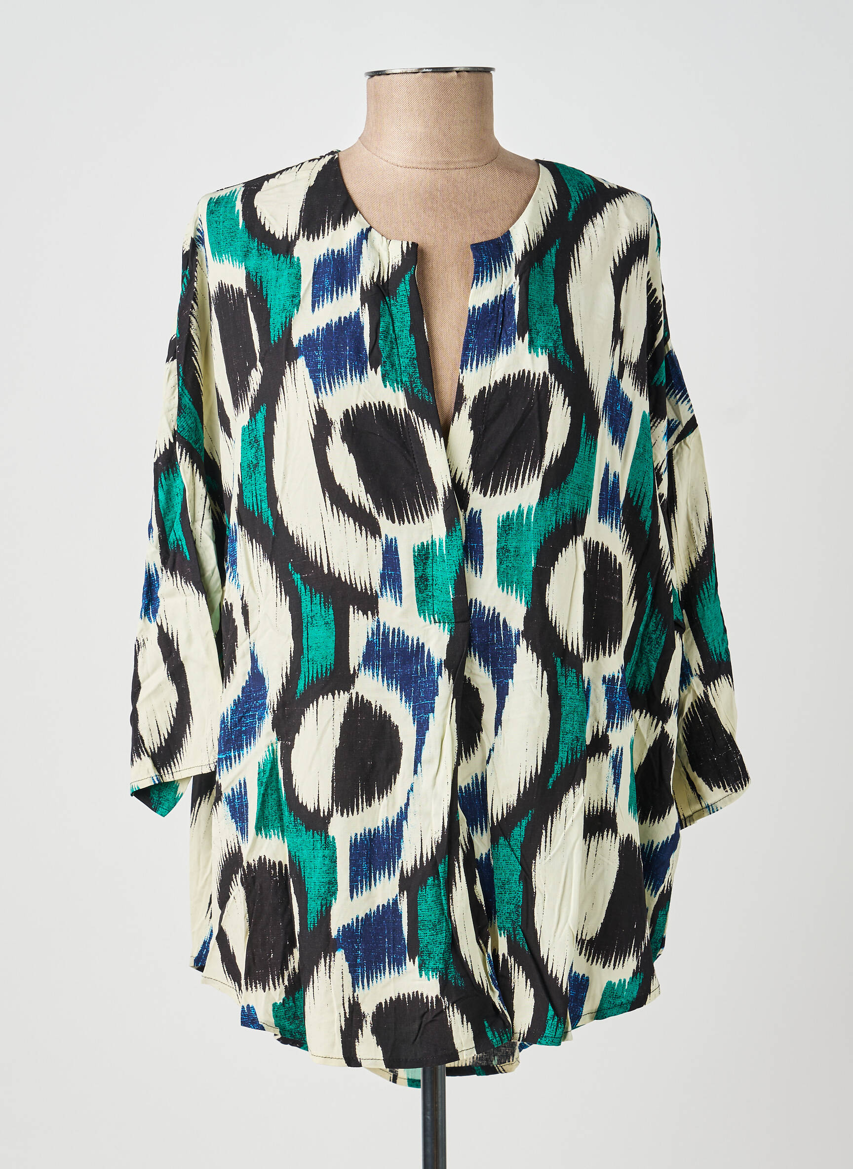 Blouse tissage popeline manches 3/4 vert MOLLY BRACKEN femme