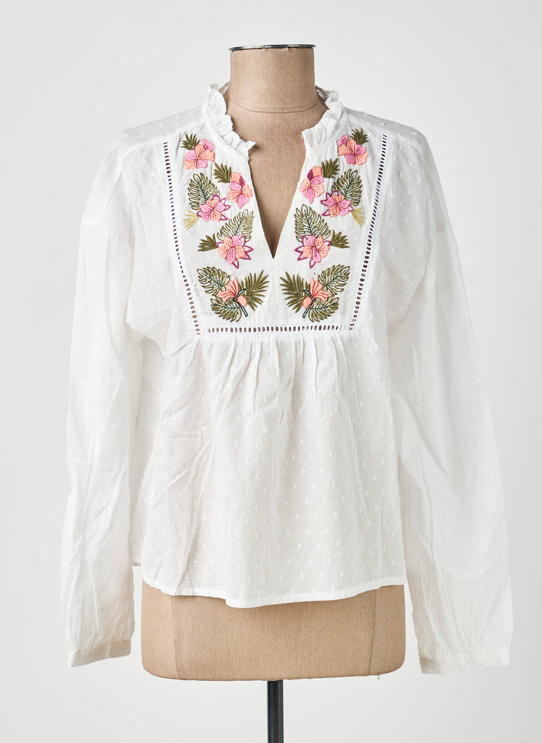 Blouse poignets boutonnés avec fente manches longues vert MOLLY BRACKEN femme