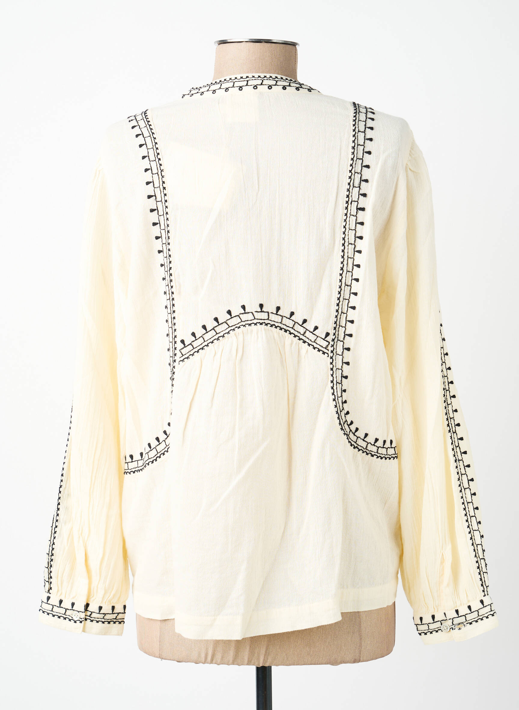 Blouse poignets boutonnés avec fente manches longues beige INDI & COLD femme