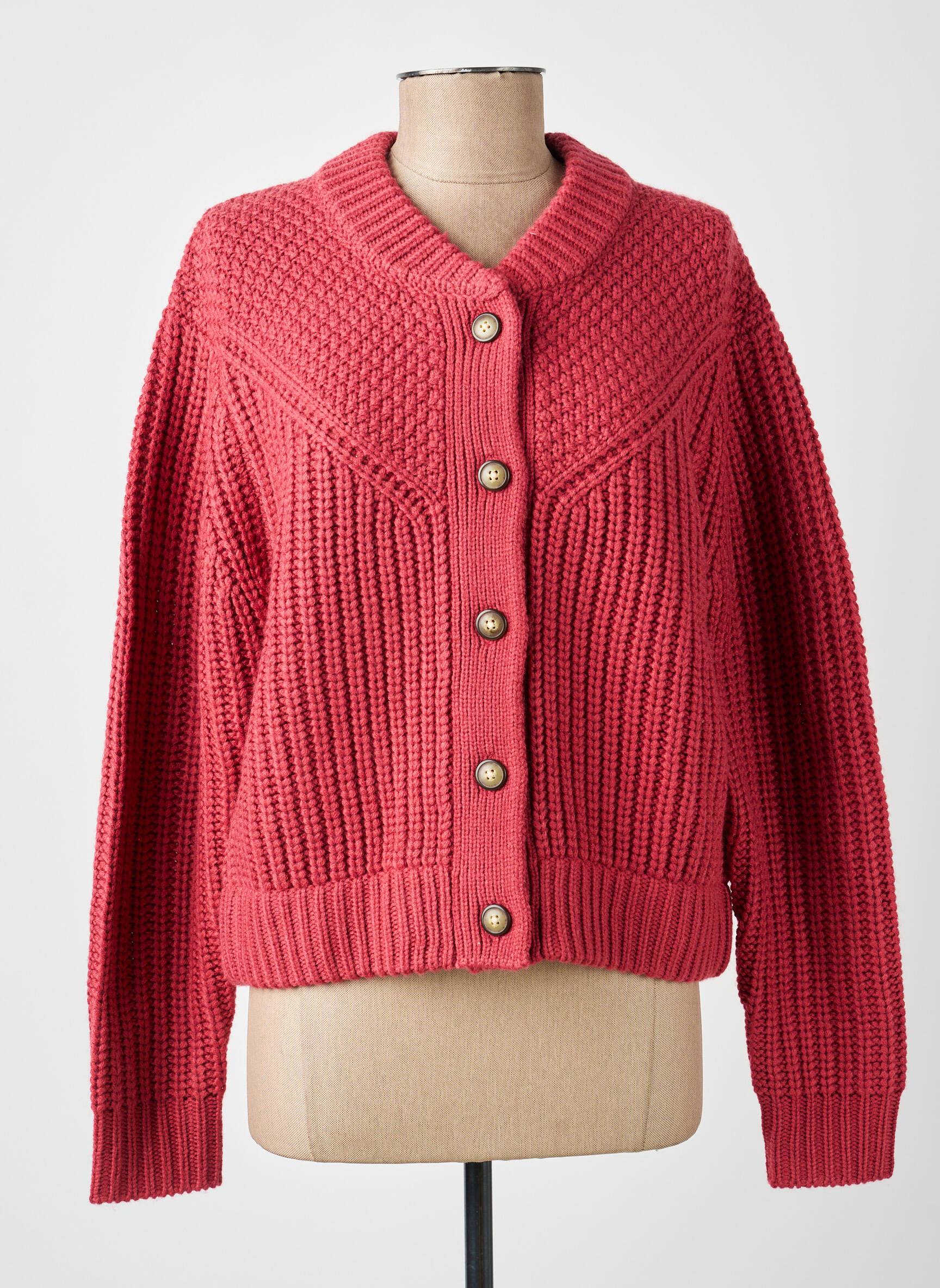 Gilet manches longues col rond rose WRANGLER femme
