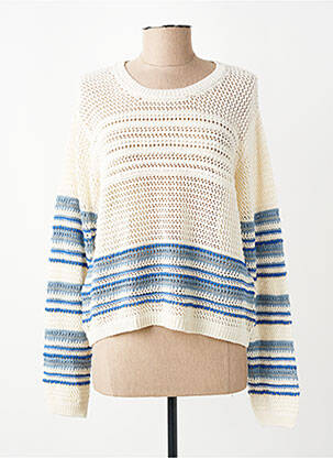 Pull coupe droite manches longues blanc LA FEE MARABOUTEE femme