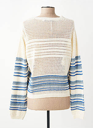 Pull coupe droite manches longues blanc LA FEE MARABOUTEE femme