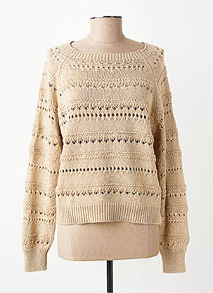 Pull maille ajourée manches longues marron PAKO LITTO femme