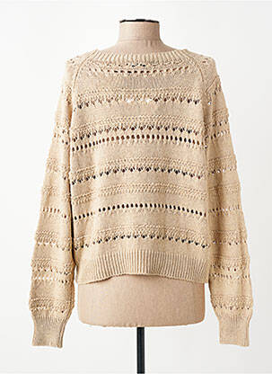 Pull maille ajourée manches longues marron PAKO LITTO femme