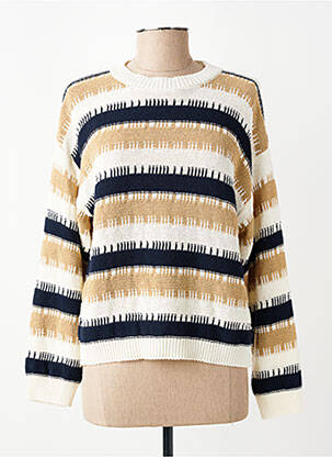 Pull maille ajourée manches longues beige PAKO LITTO femme