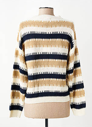 Pull maille ajourée manches longues beige PAKO LITTO femme