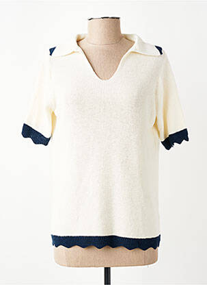 Pull coupe droite manches courtes beige PAKO LITTO femme
