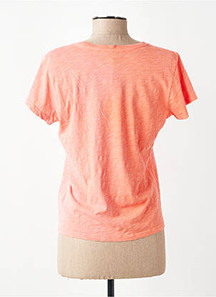 T-shirt sérigraphie floquée manches courtes orange HAPPY femme