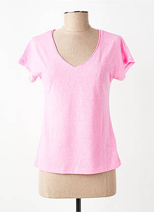 T-shirt col v manches courtes rose MOLLY BRACKEN femme