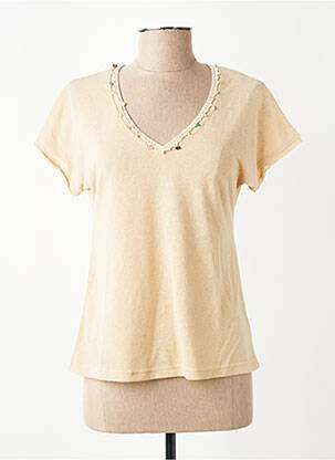 T-shirt col v manches courtes beige MOLLY BRACKEN femme
