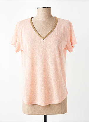 T-shirt col v manches courtes rose MOLLY BRACKEN femme