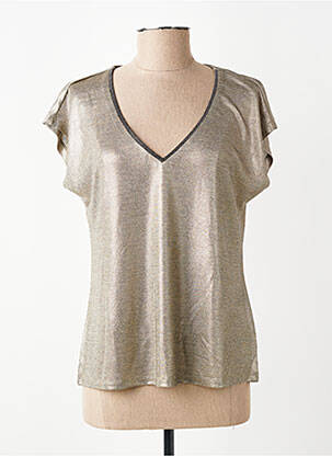 T-shirt col v manches courtes or MOLLY BRACKEN femme