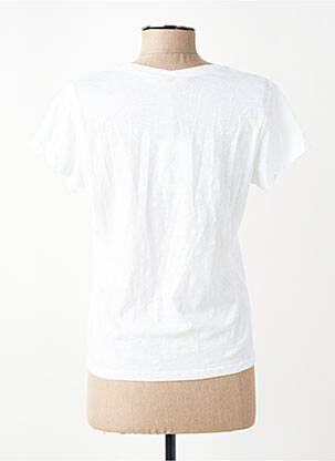 T-shirt sérigraphie floquée manches courtes blanc HAPPY femme