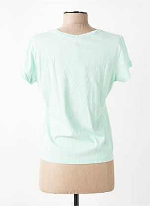 T-shirt sérigraphie floquée manches courtes vert HAPPY femme
