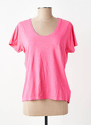 T-shirt coupe cintrée manches courtes rose HAPPY femme