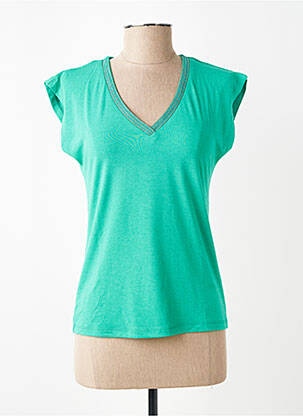 T-shirt col v manches courtes vert MOLLY BRACKEN femme